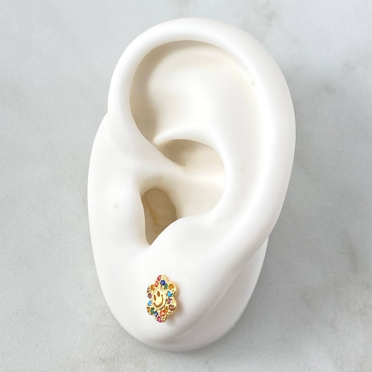 Topos Flor Animada 1.25gr / 8mm Circones Multicolor Oro Amarillo 18K *