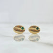 Stud Earrings Coffee Grain 0.85gr / 1cm / Green Zircon Yellow Gold 18K ©