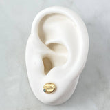 Stud Earrings Coffee Grain 0.85gr / 1cm / Green Zircon Yellow Gold 18K ©