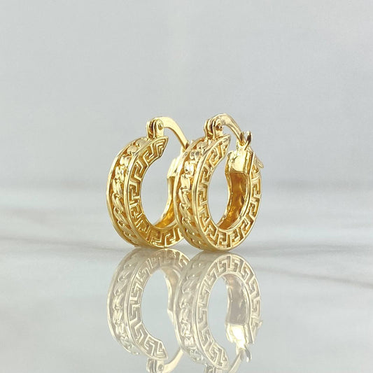 Hoop Earrings Rustic Cuban Tribal 5.3gr / 1.7cm / 18K Yellow Gold ©