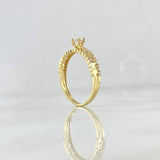Solitaire Ring Hearts In Line 2.1gr / Size 6 3/4 / White Zircons 18K Yellow Gold *