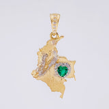 Dije Mapa de Colombia 3.05g / 1 1/4 in Dos Oros Amarillo Blanco 18K