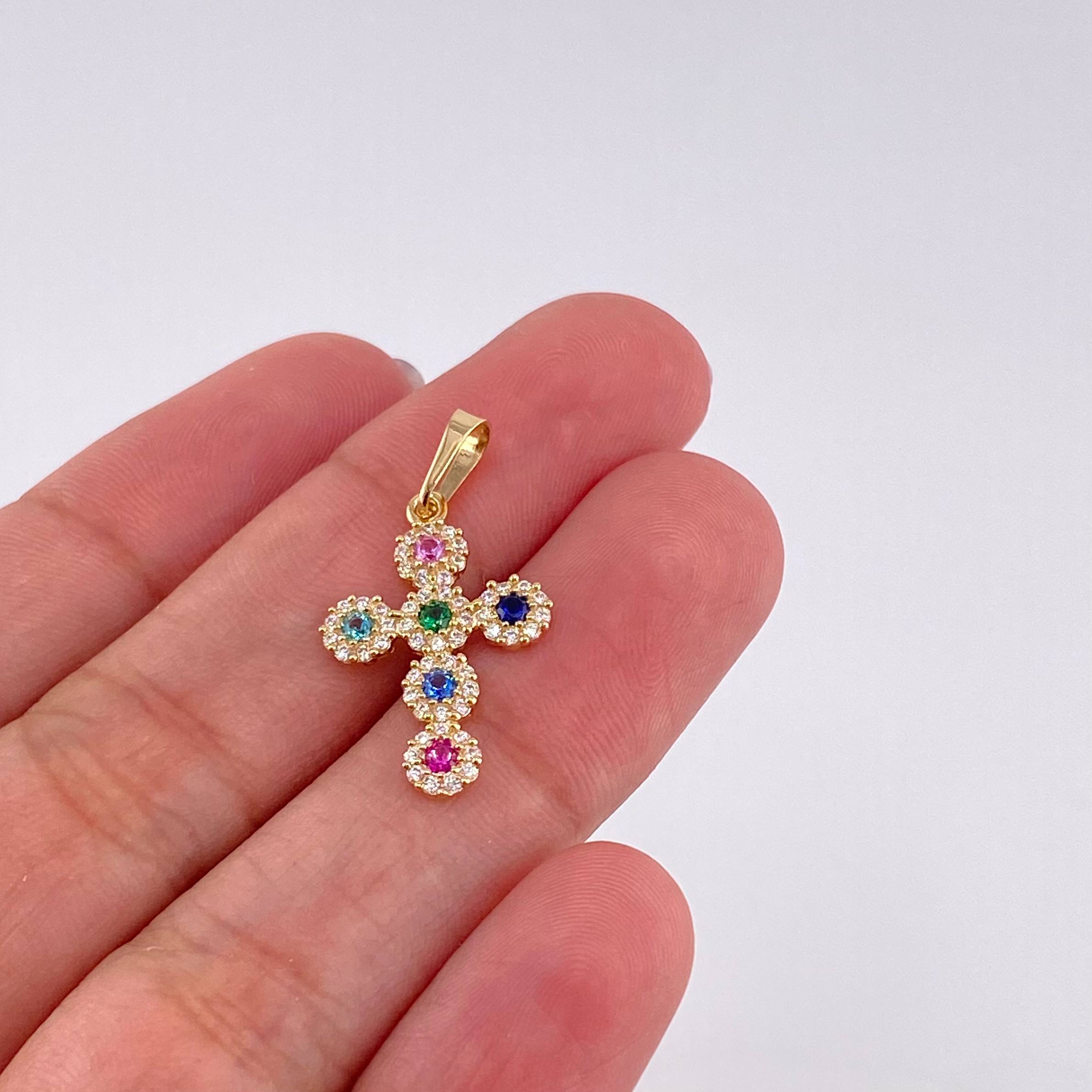 Dije Cruz Tupida 1.35g / 1 in Oro Amarillo 18K