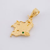 Dije Mapa de Colombia 2.25g / 1 1/4 in Dos Oros Amarillo Blanco 18K