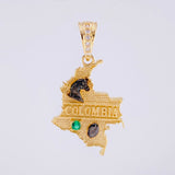 Dije Mapa de Colombia 2.25g / 1 1/4 in Dos Oros Amarillo Blanco 18K