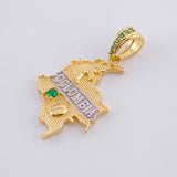 Dije Mapa de Colombia 2.3g / 1 1/4 in Dos Oros Amarillo Blanco 18K