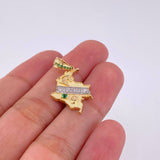Dije Mapa de Colombia 2.3g / 1 1/4 in Dos Oros Amarillo Blanco 18K