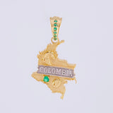 Dije Mapa Colombia 2.55g / 1 in Dos Oros Amarillo Blanco 18K