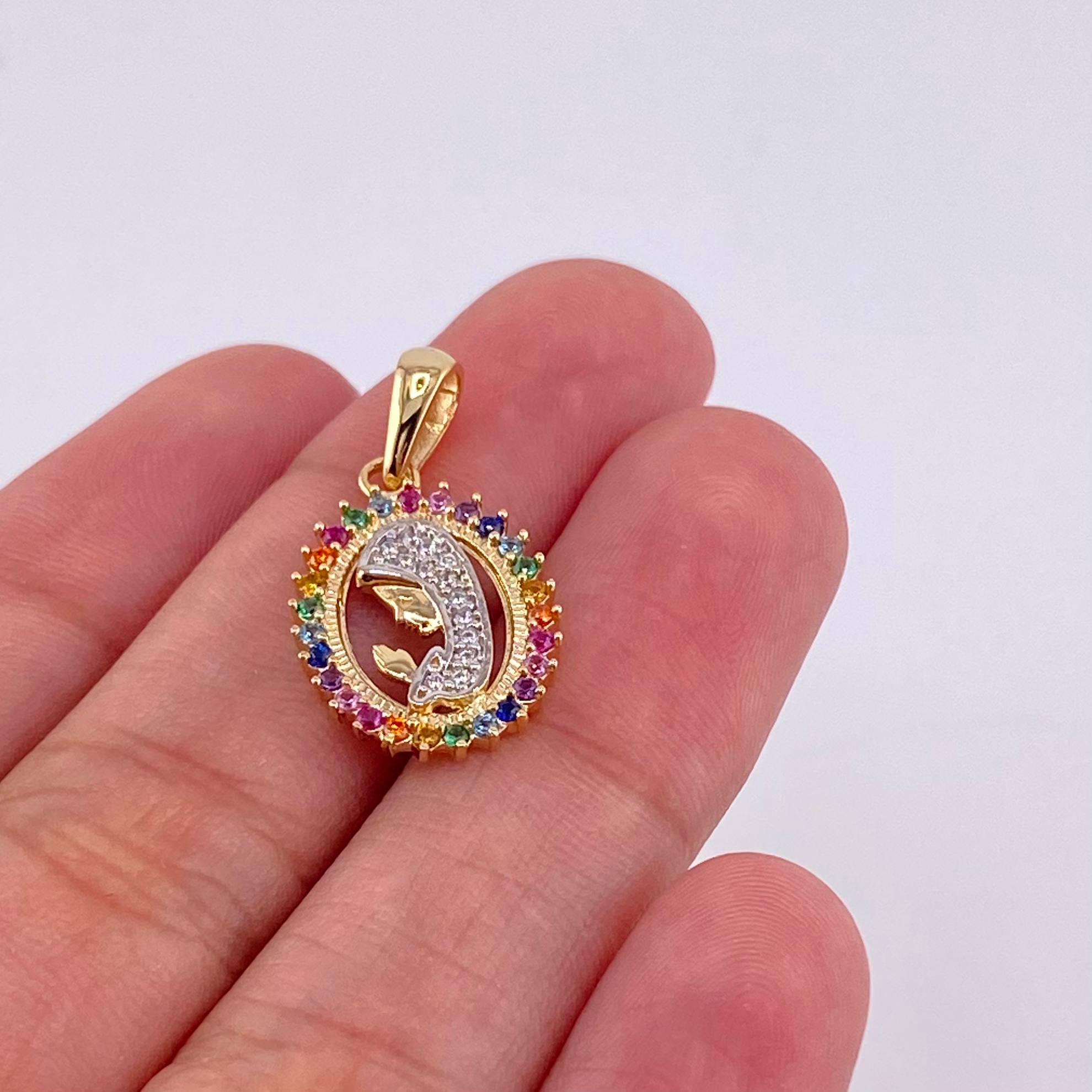 Dije Virgen Maria 1.85g / 1 in Dos Oros Amarillo Blanco 18K