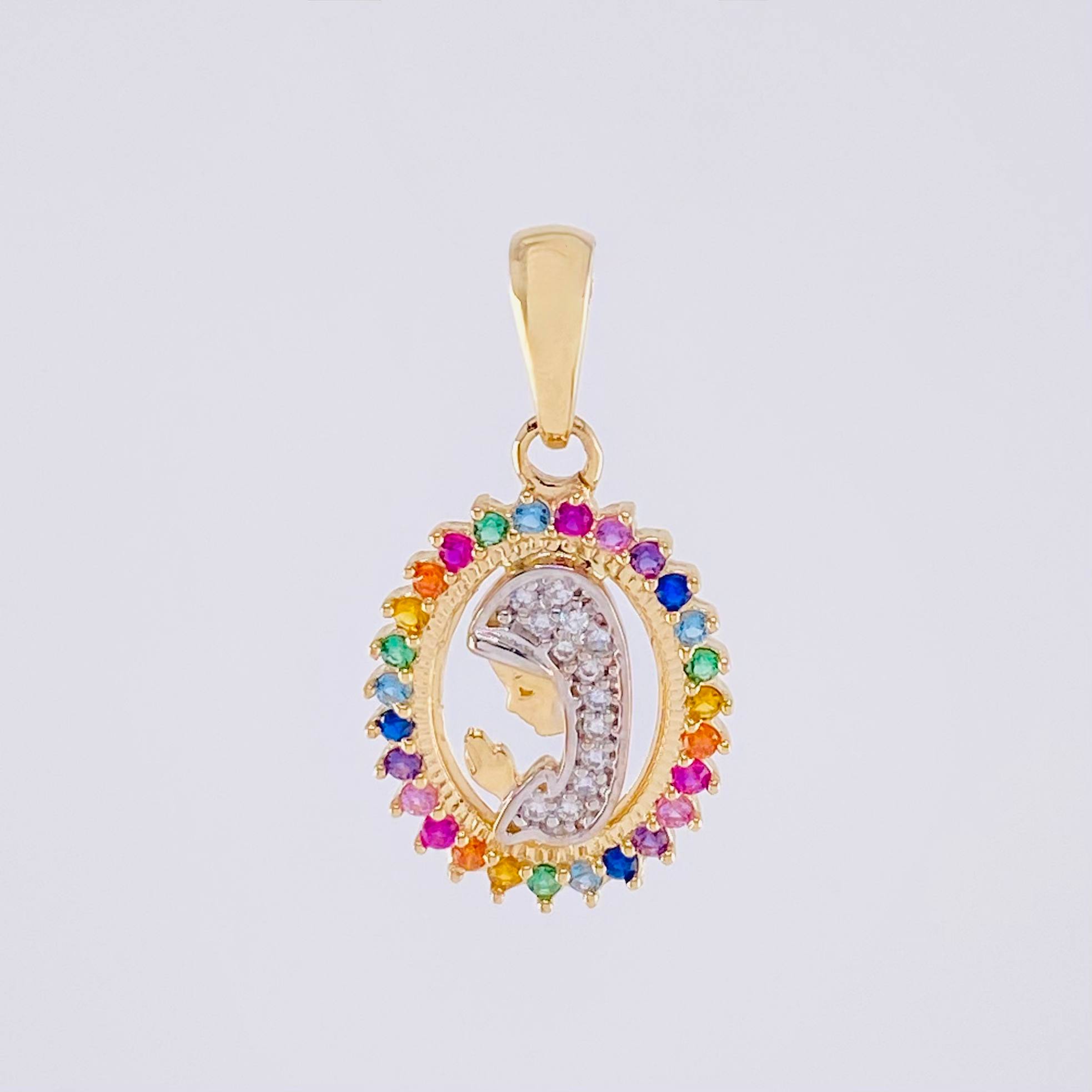 Dije Virgen Maria 1.85g / 1 in Dos Oros Amarillo Blanco 18K