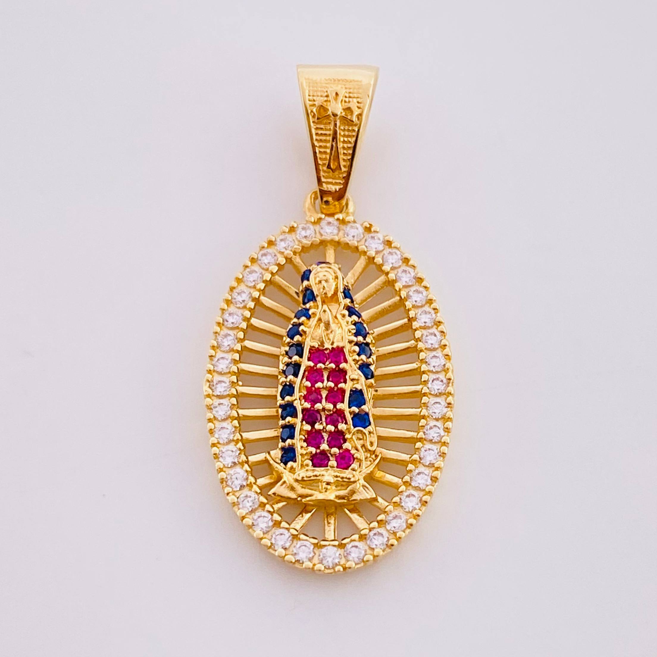 Pendant Basket Virgin Guadalupe 3.4g / 1 1/4 in Yellow Gold 18K
