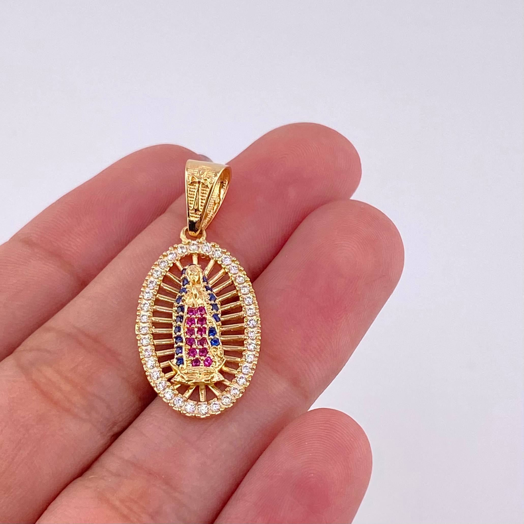 Pendant Basket Virgin Guadalupe 3.4g / 1 1/4 in Yellow Gold 18K