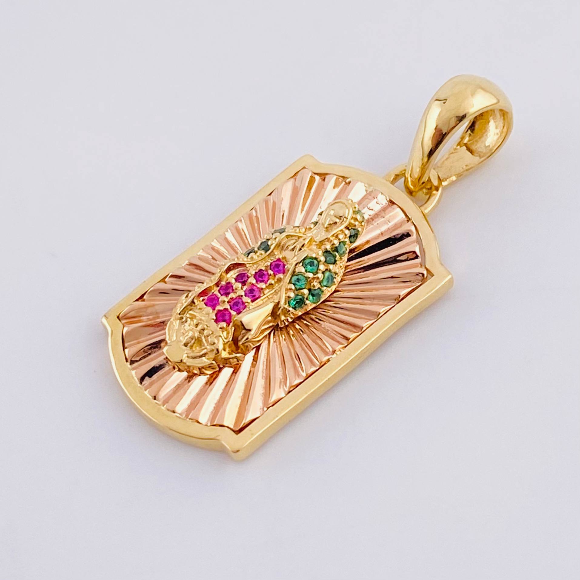 Dije Placa Virgen Guadalupe 4.95g / 1 1/4 in Dos Oros Amarillo Rosa 18K