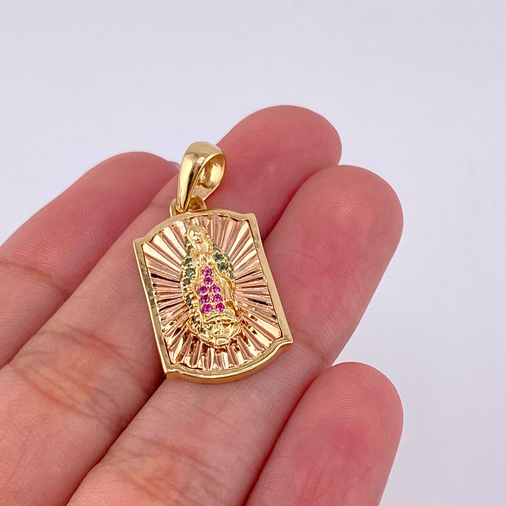 Dije Placa Virgen Guadalupe 4.95g / 1 1/4 in Dos Oros Amarillo Rosa 18K