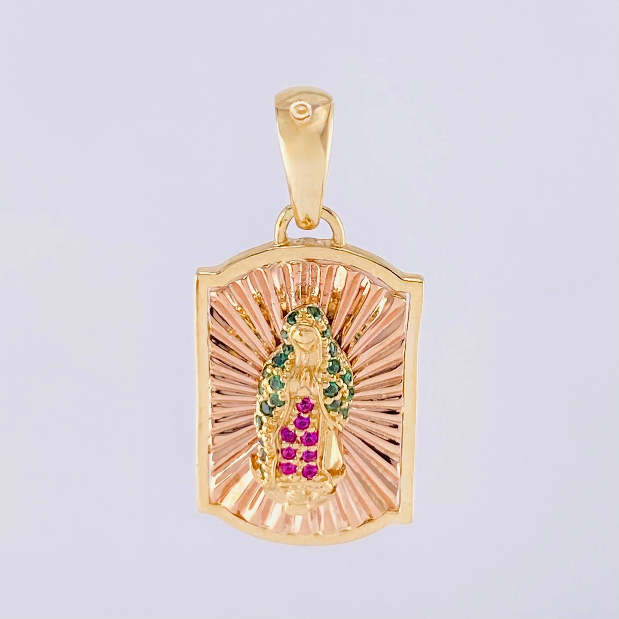 Dije Placa Virgen Guadalupe 4.95g / 1 1/4 in Dos Oros Amarillo Rosa 18K