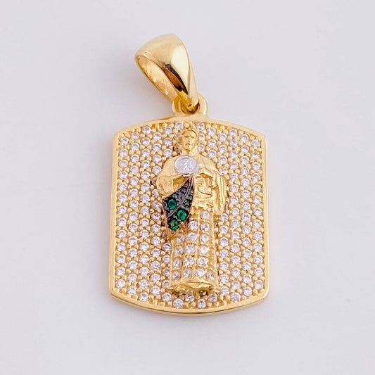 Pendant Plaque Saint Jude 4.95g / 1 1/4 in Two-Tone Yellow White 18K Gold