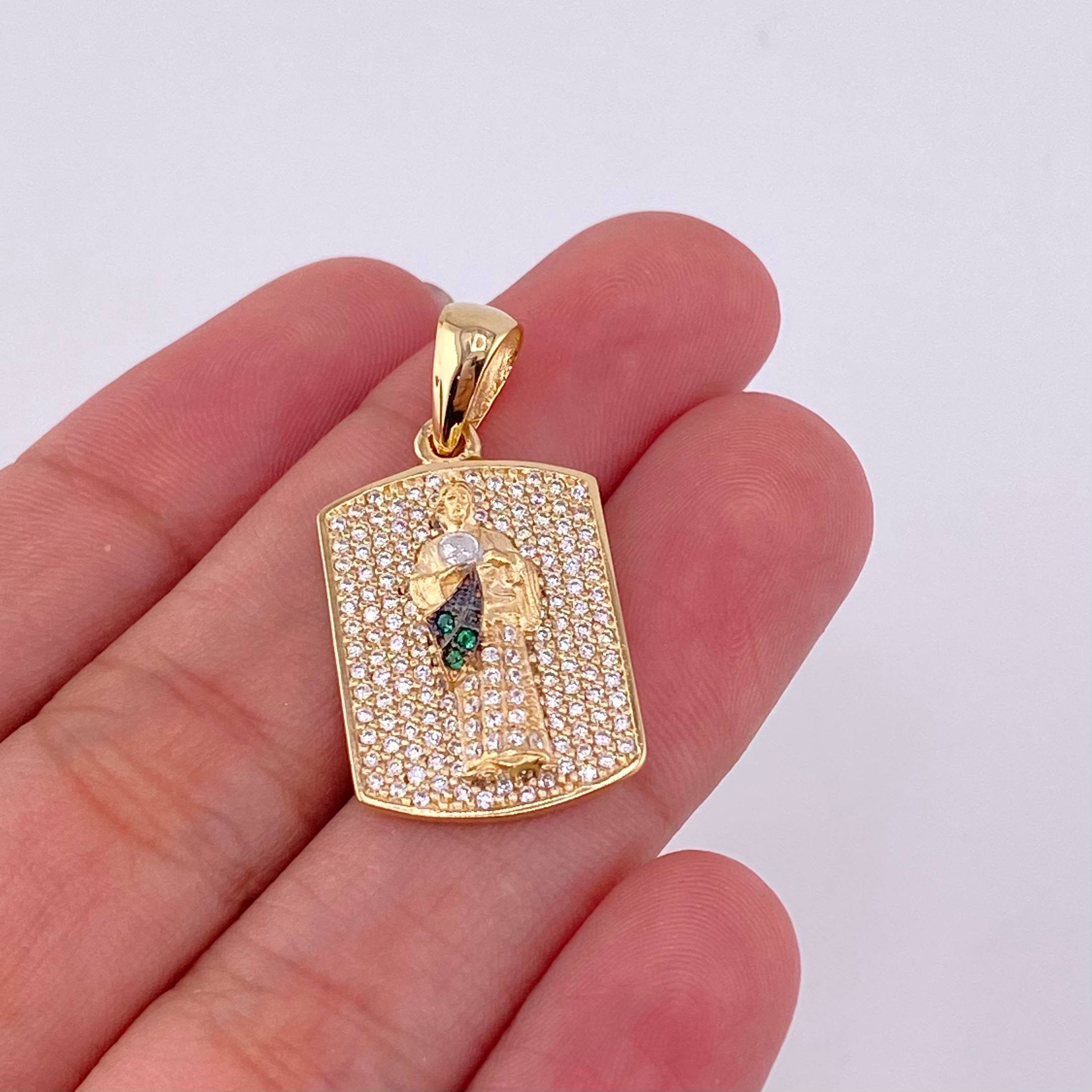 Dije Placa San Judas 4.95g / 1 1/4 in Dos Oros Amarillo Blanco 18K