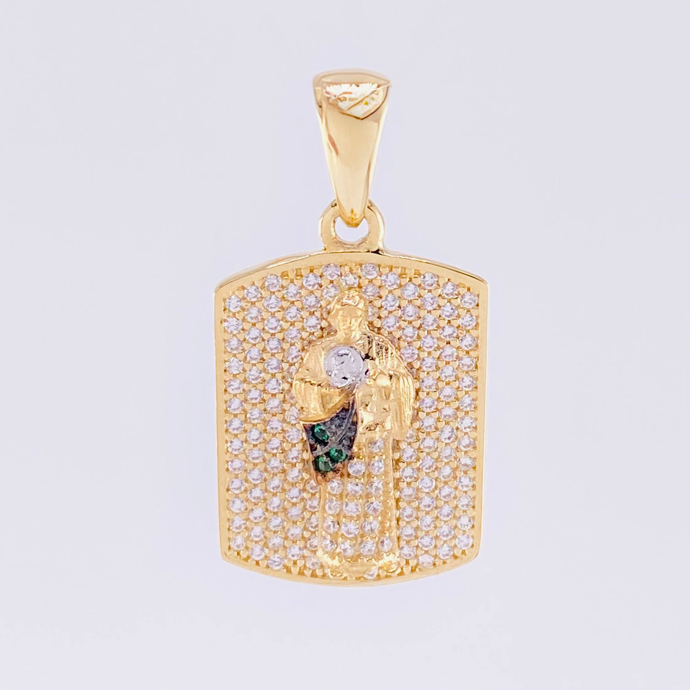 Dije Placa San Judas 4.95g / 1 1/4 in Dos Oros Amarillo Blanco 18K