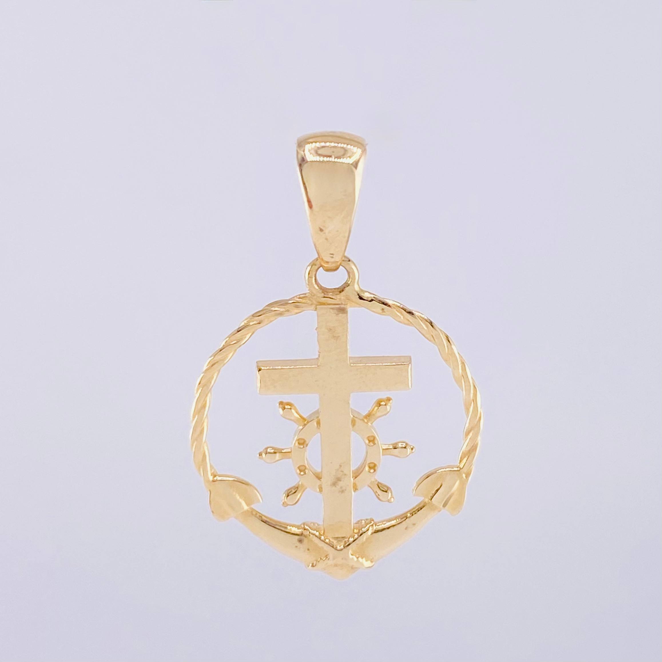 Dije Cruz Ancla Trenzada 2.45g / 1 1/4 in Oro Amarillo 18K