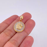 Dije Medalla Caballo 3.3g / 1 in Dos Oros Amarillo Blanco 18K
