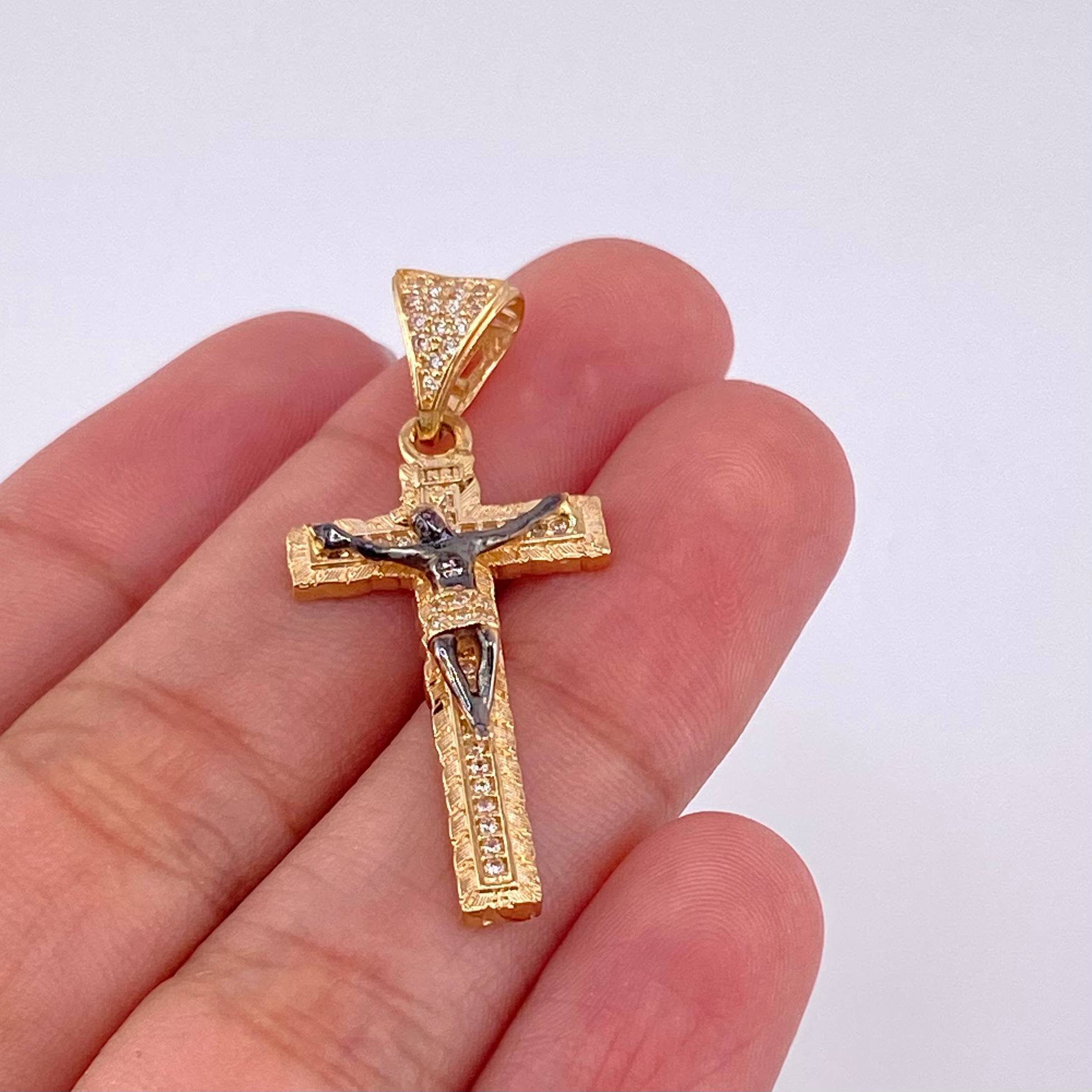 Pendant Cross Christ 3.8g / 1 1/2 in Yellow Gold 18K