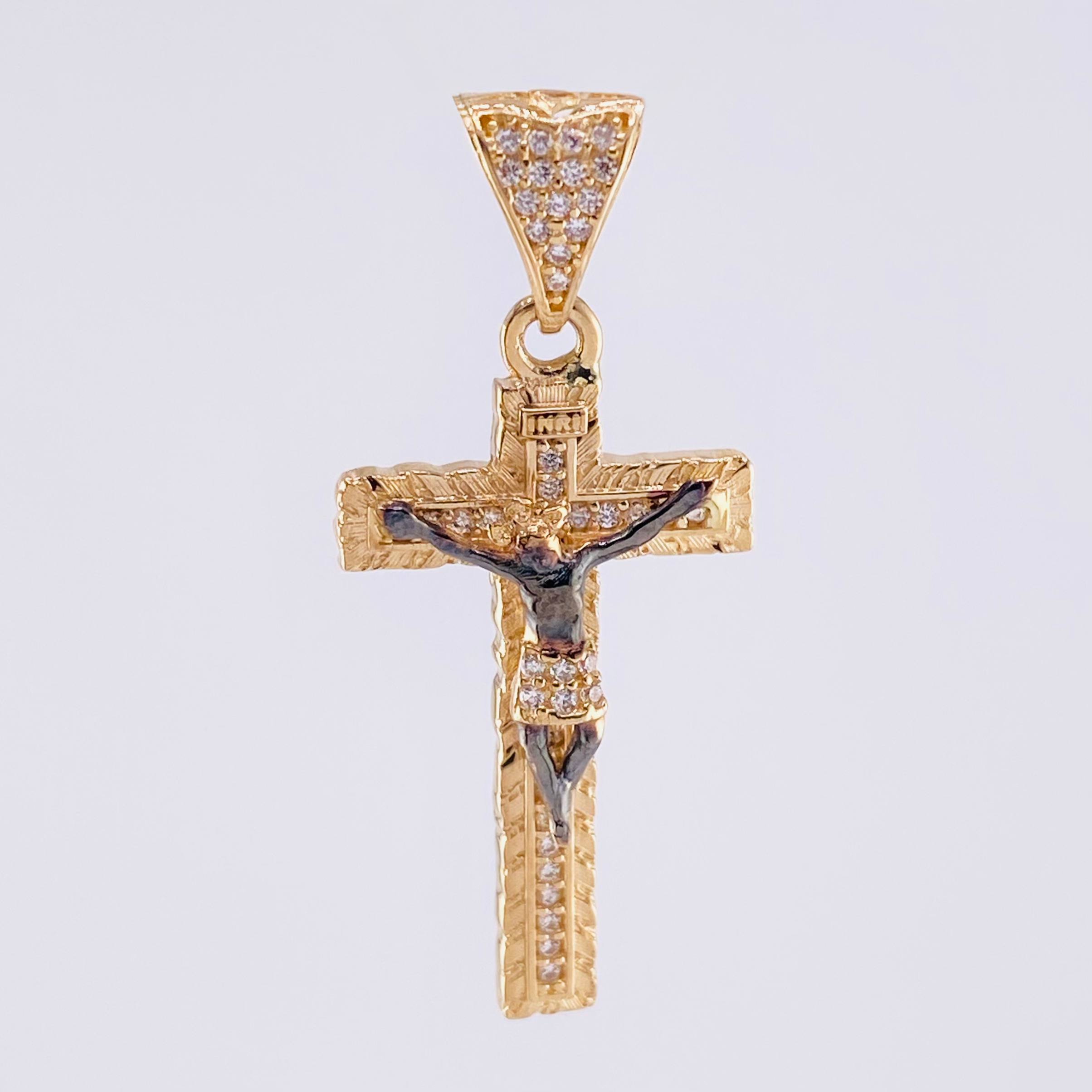 Pendant Cross Christ 3.8g / 1 1/2 in Yellow Gold 18K
