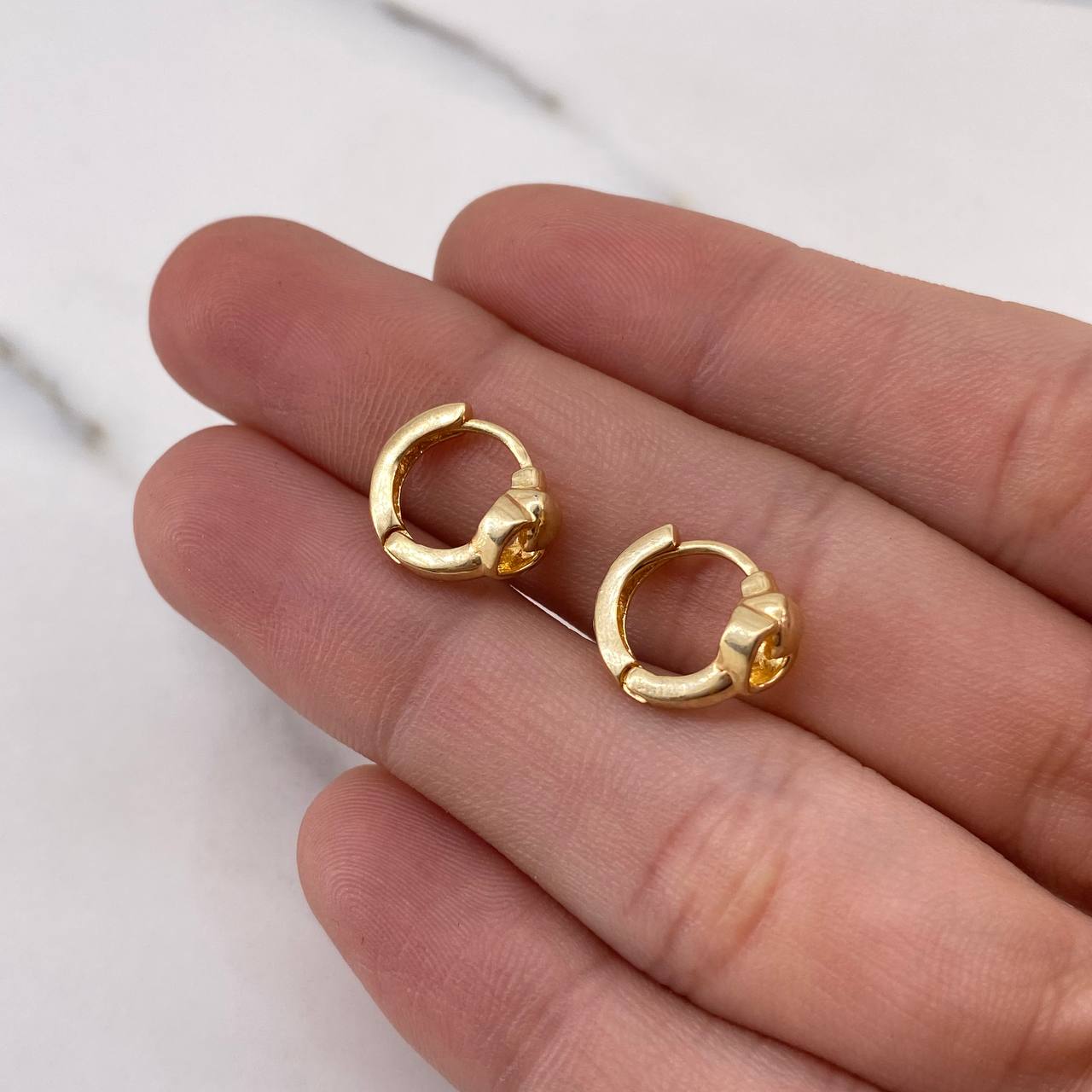 Hoop Earrings Yiss heart 2.55gr / 1.2cm / 18K Yellow Gold Rhombuses #