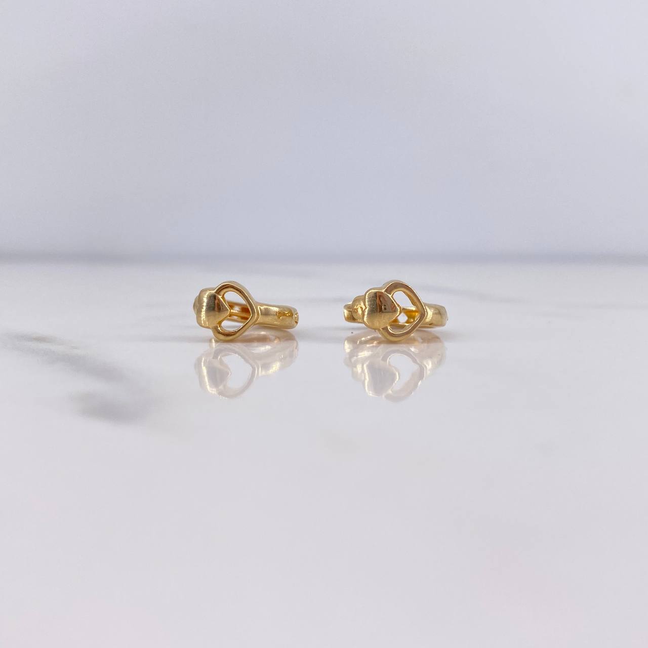 Hoop Earrings Yiss heart 2.55gr / 1.2cm / 18K Yellow Gold Rhombuses #