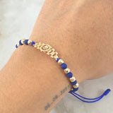 Pulsera Azul Herraje Correa Corona 3.15gr / Oro 18K ©