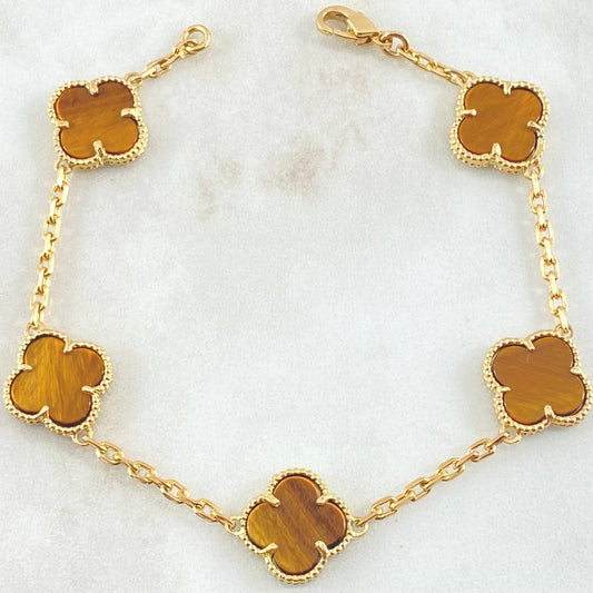 Continuous Hoop Clover Bracelet 11.55gr / 20cm (7.9in) / Special Pearl 18K Gold ©