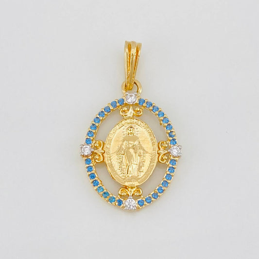 Pendant Medal Miraculous Virgin 1.85g / 1 in Yellow Gold 18K