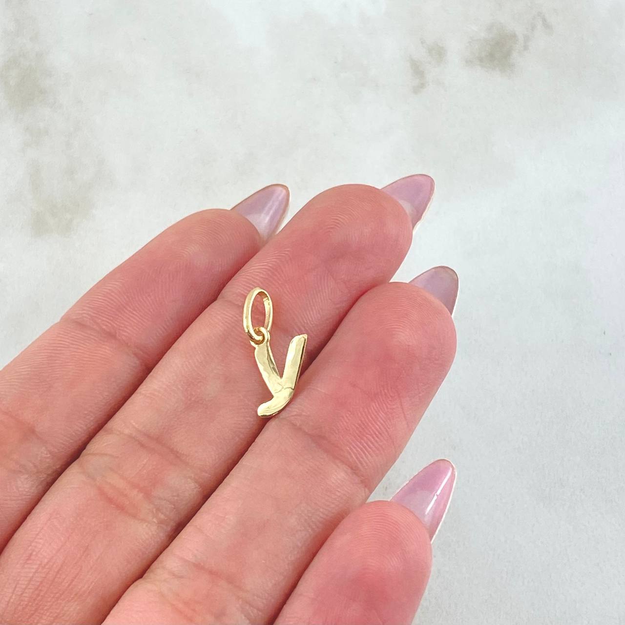Pendant Letter Y Cursive 0.4gr / 1/2 in / 18K Gold ©
