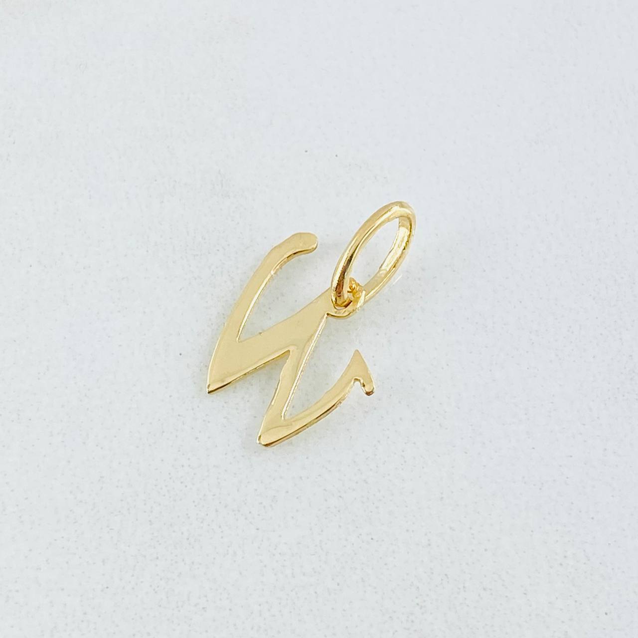 Pendant Letter W Cursive 0.45gr / 0.8in / 18K Gold ©