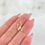 Pendant Letter W Cursive 0.45gr / 0.8in / 18K Gold ©