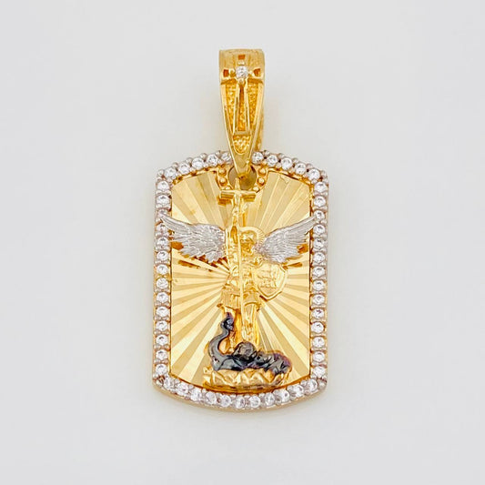 Pendant Medal Saint Michael 4.05g / 1 1/4 in Tri-Color Gold 18K