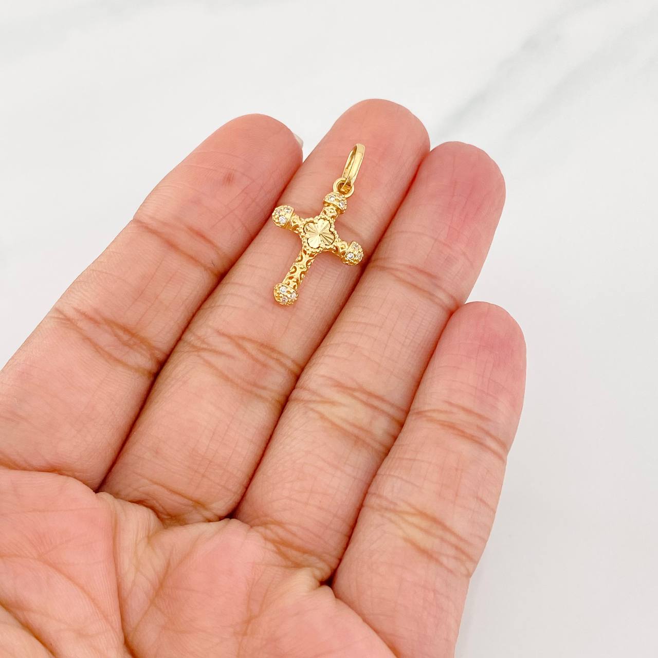 Pendant Cross Clover 1.1g / 1 in Yellow Gold 18K