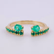 Double Teardrop Ring Emeralds 35pts 2.1gr / T6 1/4 / 18K Yellow Gold ©