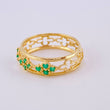 Cross Filigree Ring Emeralds 30pts 3.15gr / T7 1/2 / 18K Yellow Gold ©