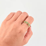 Cross Filigree Ring Emeralds 30pts 3.15gr / T7 1/2 / 18K Yellow Gold ©