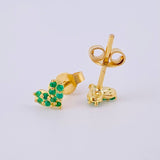 Heart Stud Earrings Emeralds 40pts 1.05gr / 5mm Yellow Gold 18K *