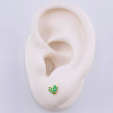 Heart Stud Earrings Emeralds 40pts 1.05gr / 5mm Yellow Gold 18K *