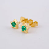 Star Stud Earrings Emeralds 18pts 1.55gr / 5.5mm Yellow Gold 18K *