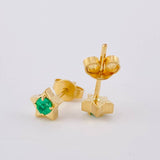 Star Stud Earrings Emeralds 18pts 1.55gr / 5.5mm Yellow Gold 18K *