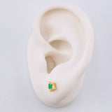 Star Stud Earrings Emeralds 18pts 1.55gr / 5.5mm Yellow Gold 18K *