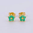 Five-Petal Flower Stud Earrings Emeralds 20pts 1.2gr / 6.2mm Yellow Gold 18K *