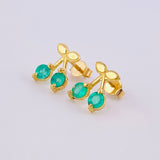 Cherry Stud Earrings Emeralds 40pts 2.15gr / 11mm Yellow Gold 18K *