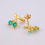 Cherry Stud Earrings Emeralds 40pts 2.15gr / 11mm Yellow Gold 18K *