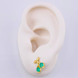 Cherry Stud Earrings Emeralds 40pts 2.15gr / 11mm Yellow Gold 18K *