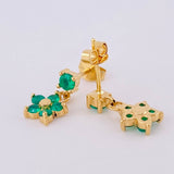 Hanging Flower Stud Earrings Emeralds 60pts 2.55gr / 1/2 in / Yellow Gold 18K *