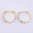 Floral Trio Hoop Earrings Emeralds 25pts Diamonds 12pts 1.95gr / 3/4 in / Yellow Gold 18K *
